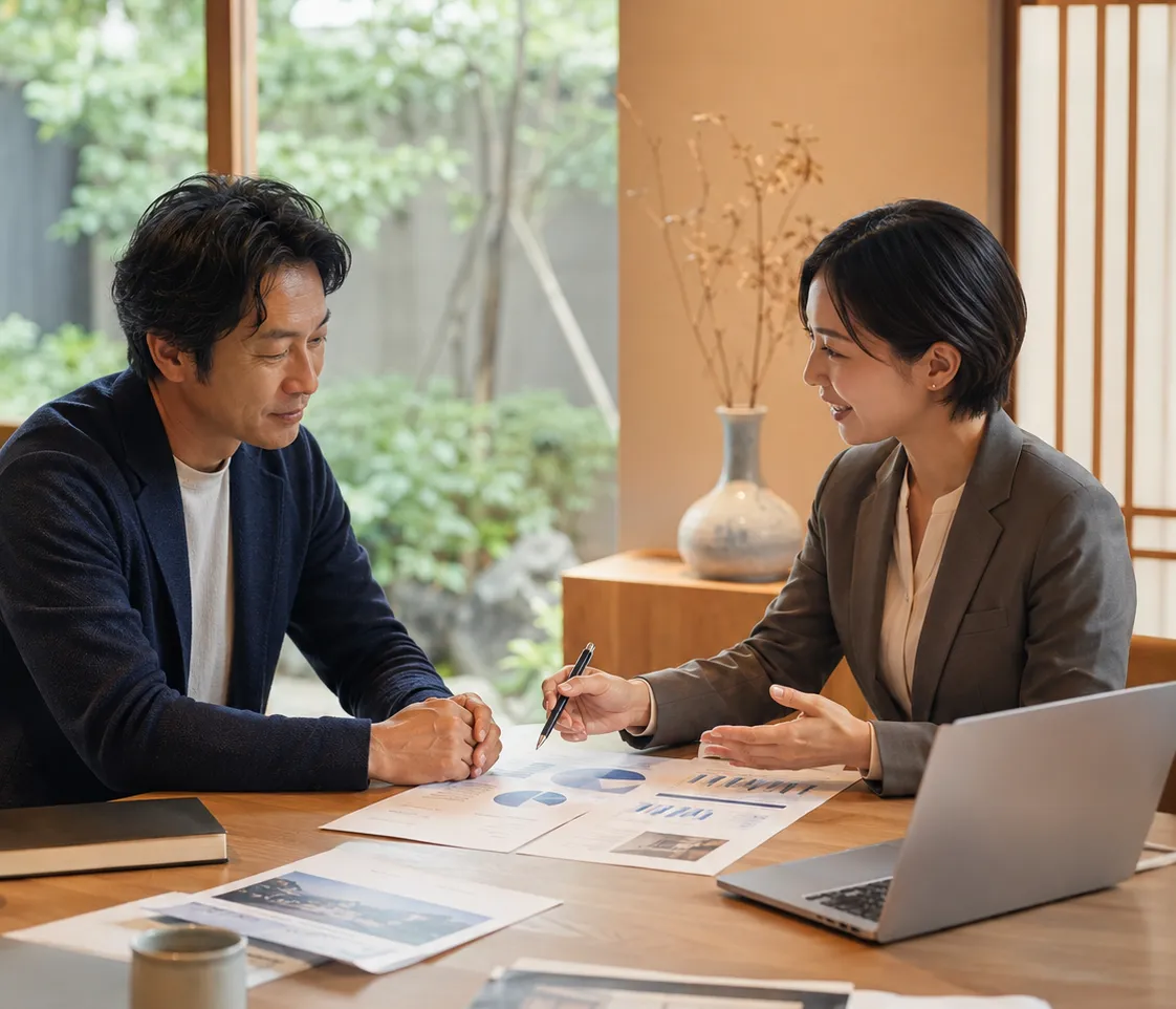 宿泊事業の経営相談を行うイメージ